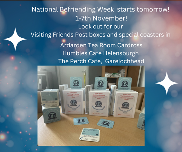 post our Visting Friends coasters in special post-boxes in the cafes if they are interested in using our service or volunteering with us